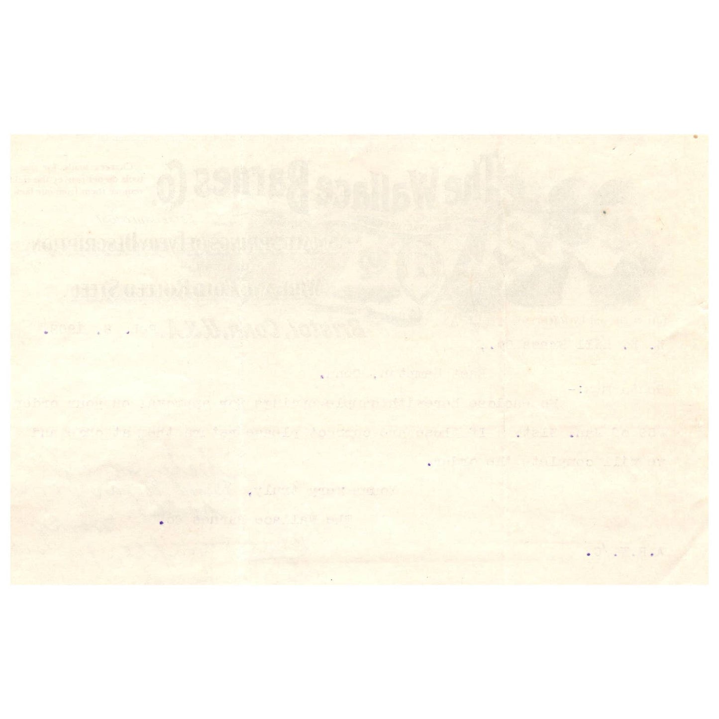 1902 The Wallace Barnes Co. Springs & Wire Letterhead Billhead Bristol CT AD1