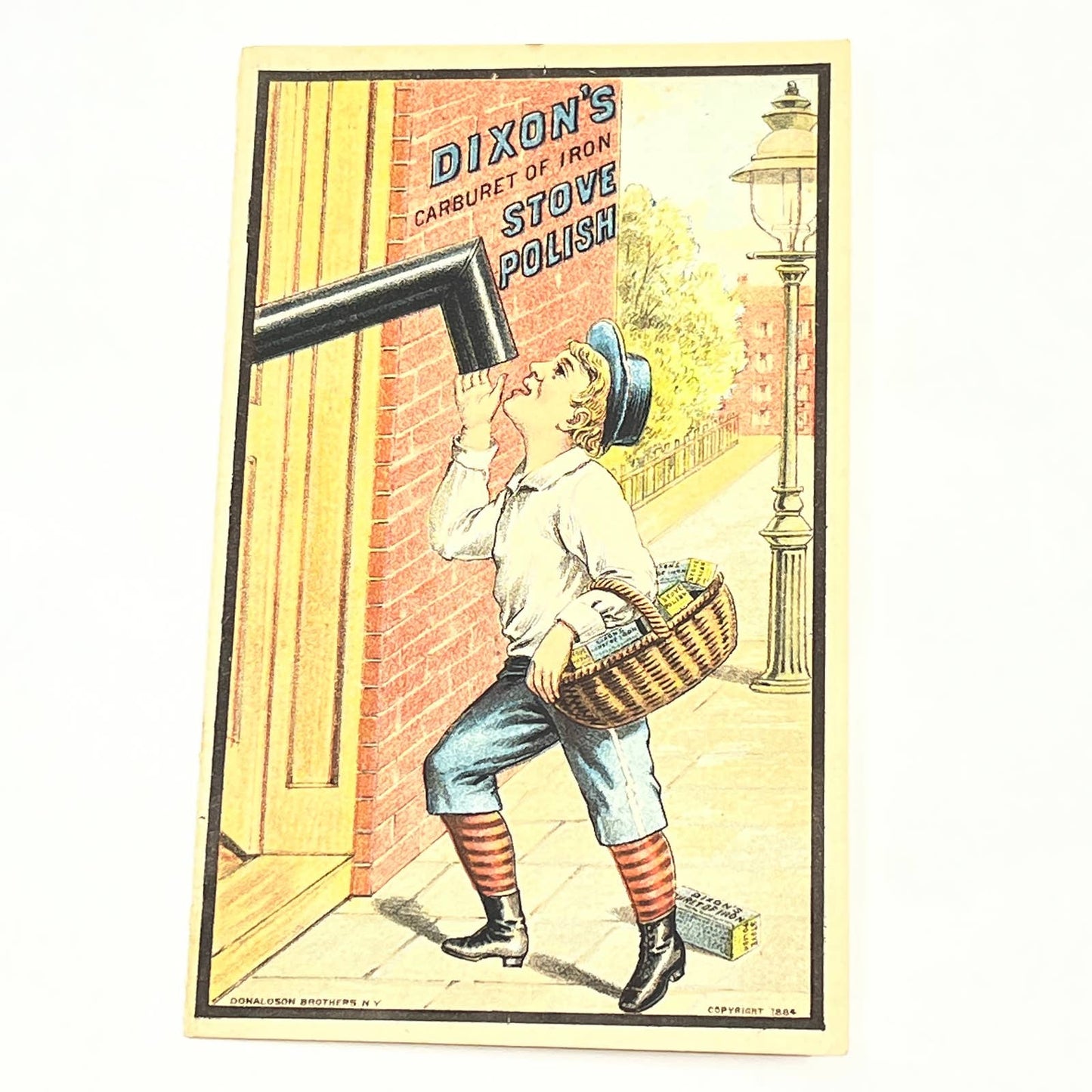 1880s Victorian Jersey City Nj Folding Trade Card ~ Dixon's Stove Polish   AB6