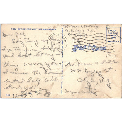 1942 WWII Army Camp Snapshots Humor Cartoon Original Postcard P2-11
