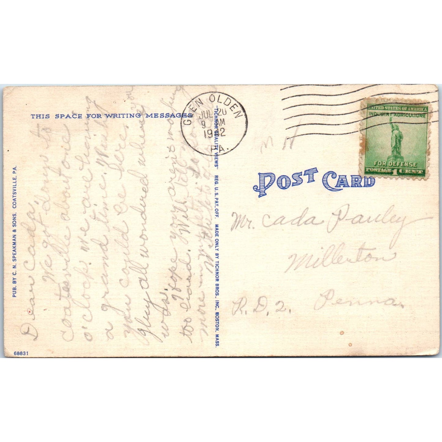 City Water Works Coatesville PA 1912 - Original Postcard TJ9-P1