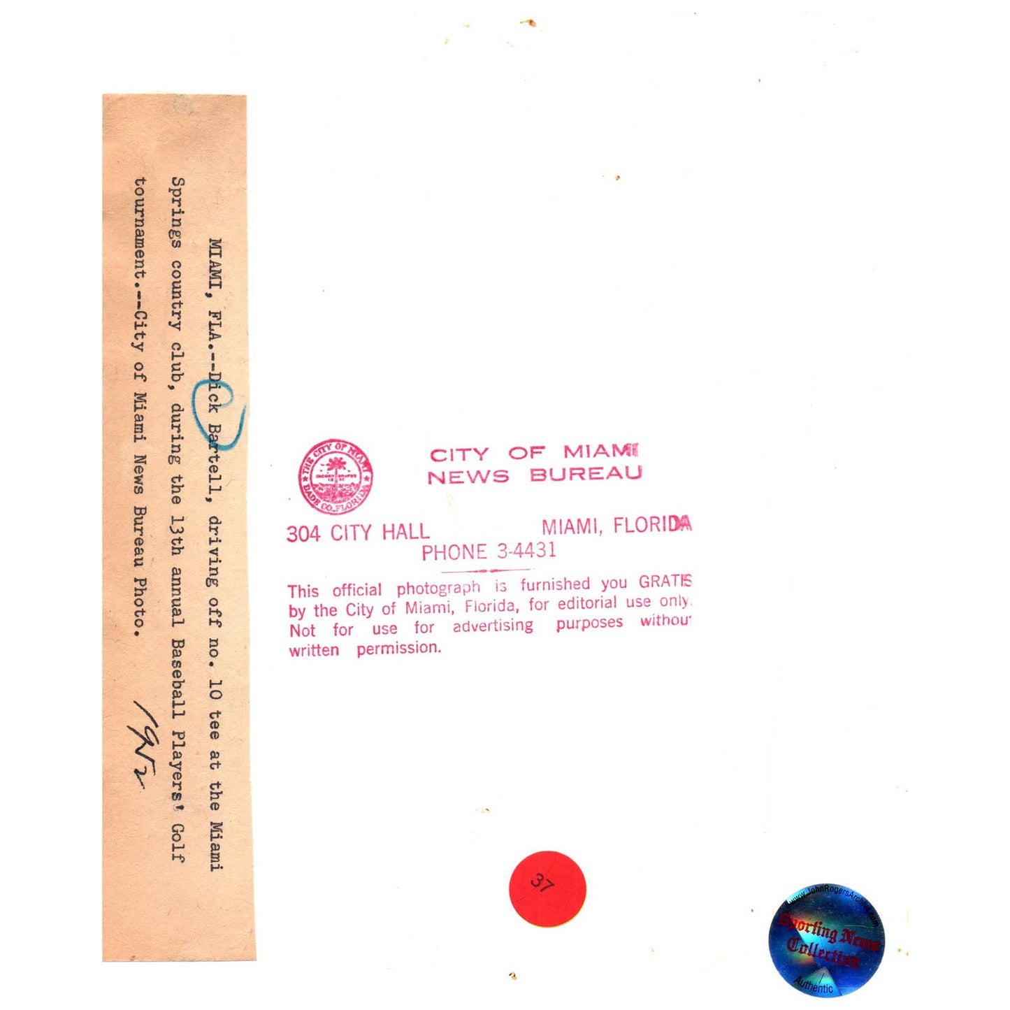 1952 Press Photo Golf Dick Bartell Miami Springs Baseball Players Tournament AD2