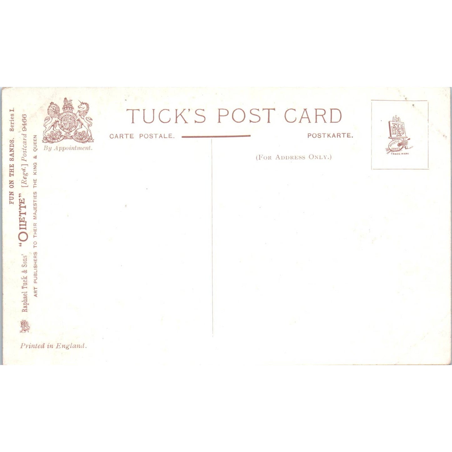 Fun on the Sands c1905 Raphael Tuck Oilette Original Postcard TK1-21