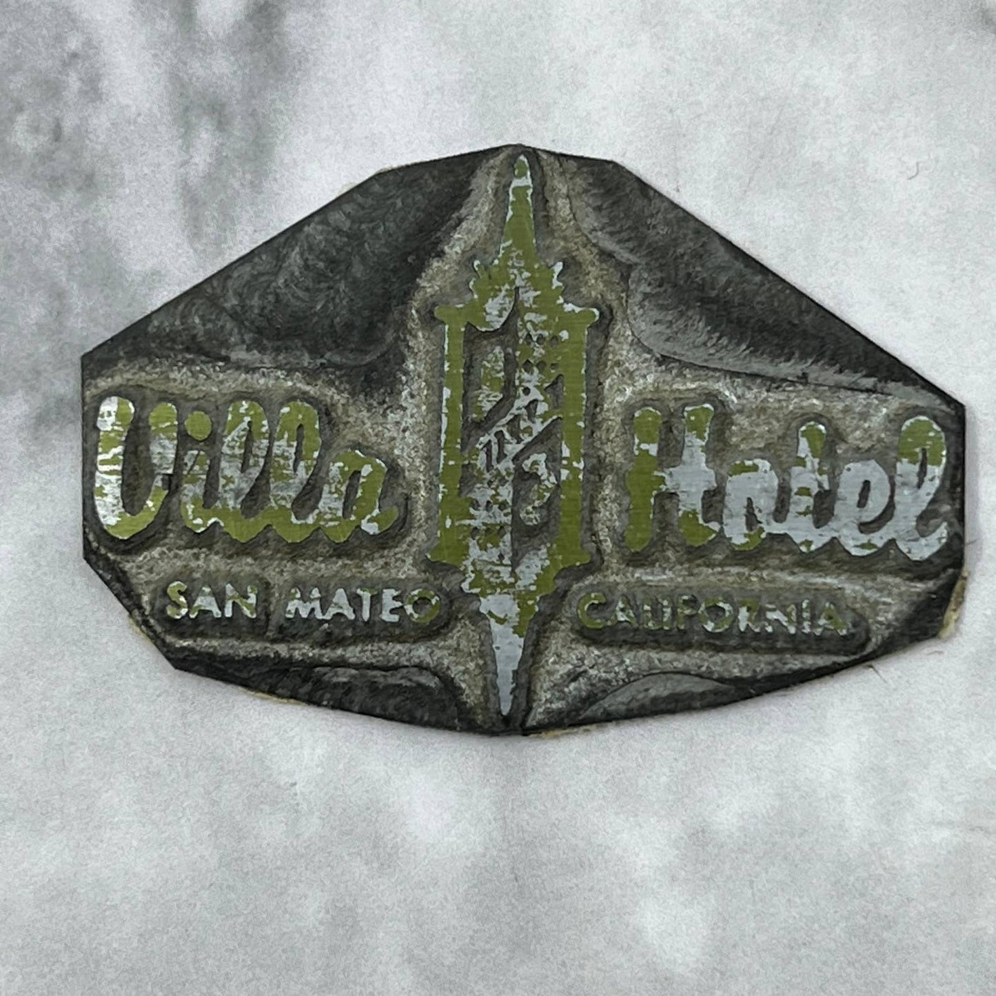 Vintage Printing Letterpress Printers Block Plate Villa Hotel San Mateo CA SE820