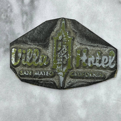 Vintage Printing Letterpress Printers Block Plate Villa Hotel San Mateo CA SE820