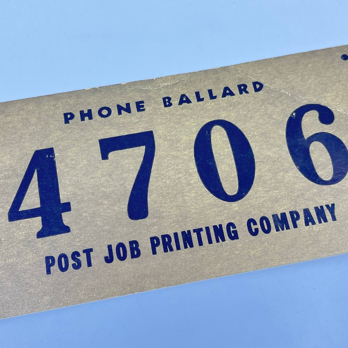 1930s Blotter Card Phone Ballard Post Job Printing Company License Plate SC9