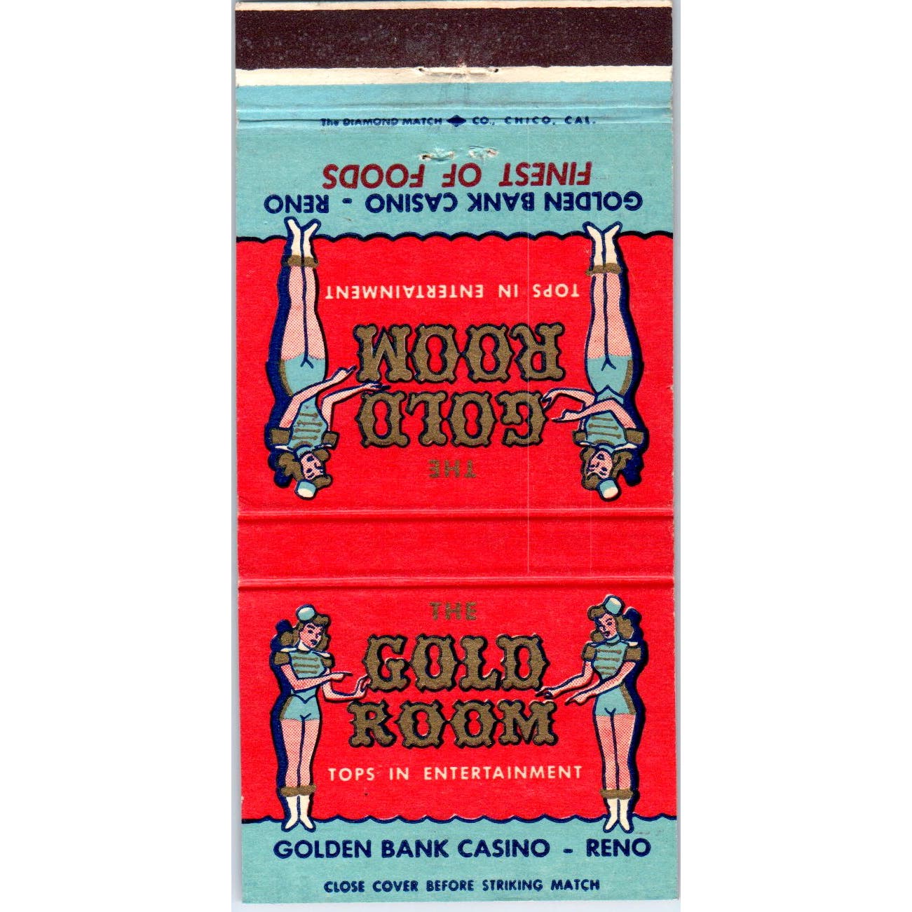 Gold Room Golden Bank Casino Reno NV Advertising Matchbook Cover SB3-M7