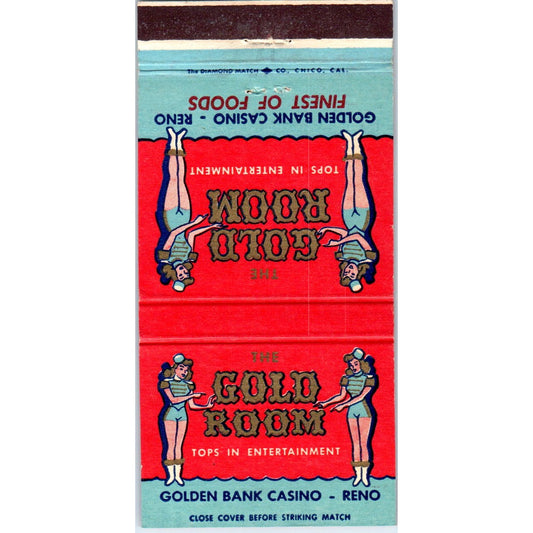 Gold Room Golden Bank Casino Reno NV Advertising Matchbook Cover MM11-8