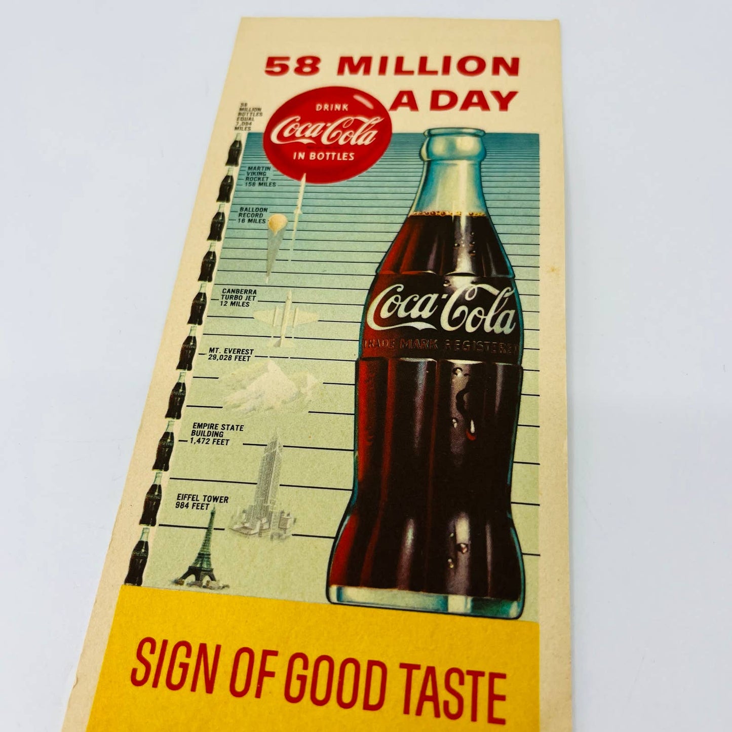 1957 Coca-Cola Coke Advertising Ink Blotter Lithograph 58 Million a Day C4