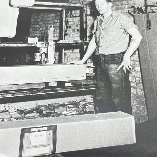 1940s Assembly Line Manufacturing Photo Man with Tattoo AA7-24