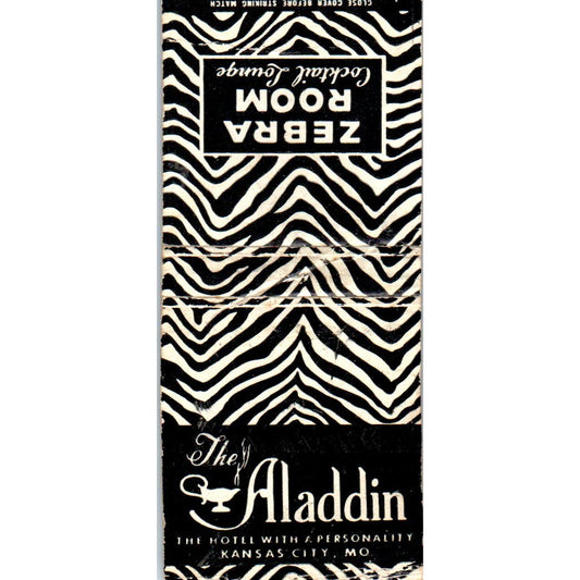 The Aladdin Hotel Zebra Room Kansas City MO Advertising Matchbook Cover SA9-M4