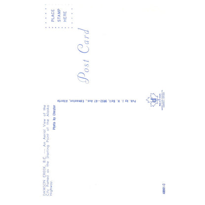 Vintage Postcard - Dawson Creek BC Aerial View of Start of Alaska Highway AD9