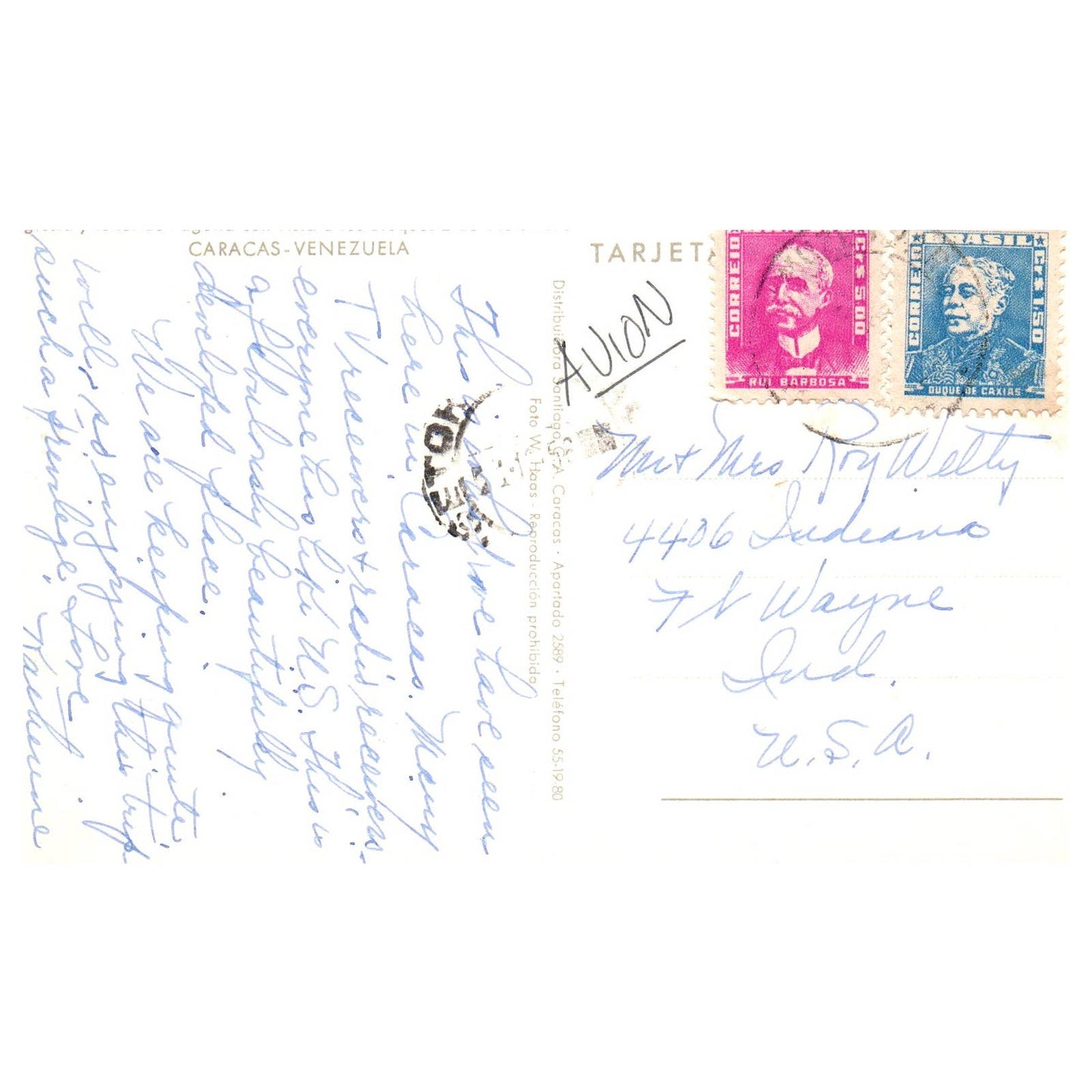 Vintage Postcard - Caracas Venezuela 1958 TJ6-1