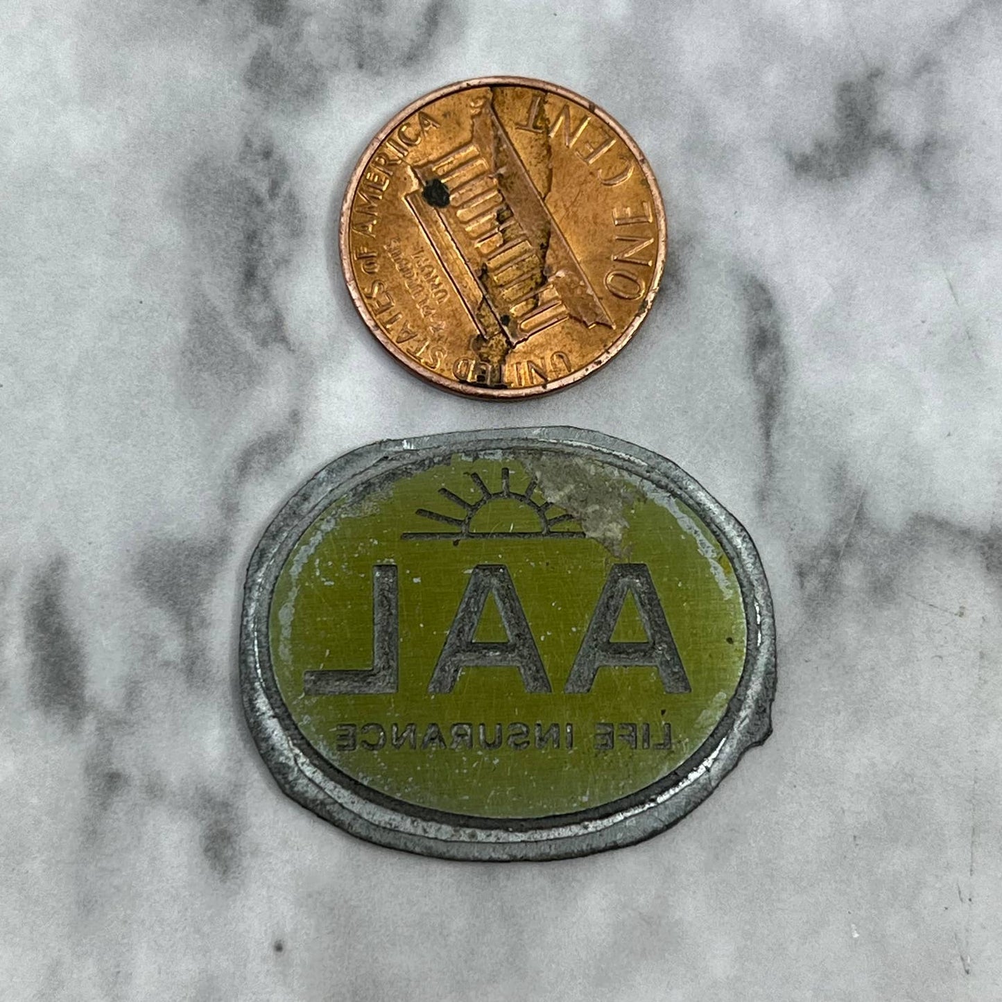 Vintage Printing Letterpress Printers Block Plate AAL Life Insurance TJ513