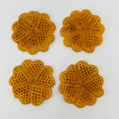 Vintage Set of 4 GERMAN WAFFLES Dollhouse Accessory Hand Painted 1.5” SB7