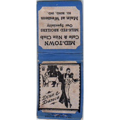 Mid-Town Cafe & Nite Club South Bend IN Advertising Matchbook Cover MM9-10