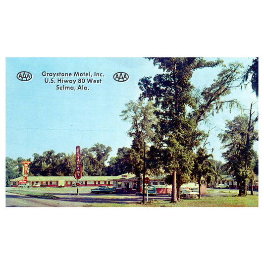 Graystone Motel Selma Alabama AAA - Postcard TJ8-1