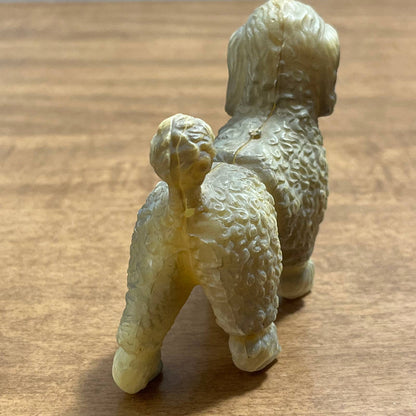 Vintage Celluloid Poodle Dog Figurine 106A Hong Kong 3” FA6