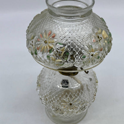 Antique Rubicon Oil Lamp Hand Painted Clear Daisy 8" Matching Shade TI2