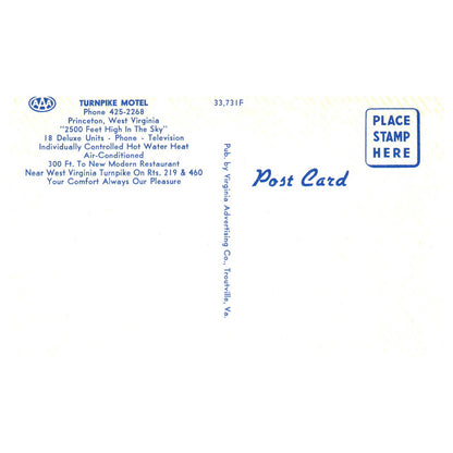 Vintage Postcard - Turnpike Motel Princeton West Virginia AD9