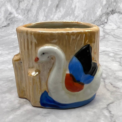 Vintage Lusterware Hand Painted Swan Mini Panter Japan 2.5" TI7