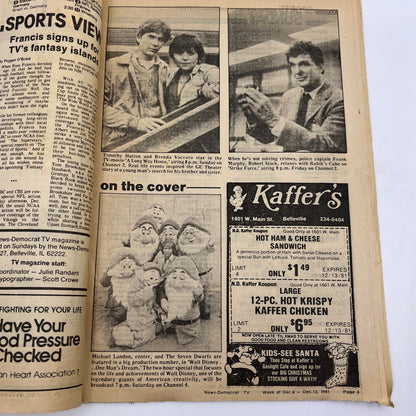 1981 Dec 6 Bellville IL News-Democrat TV Listings Magazine One Man's Dream L4-1