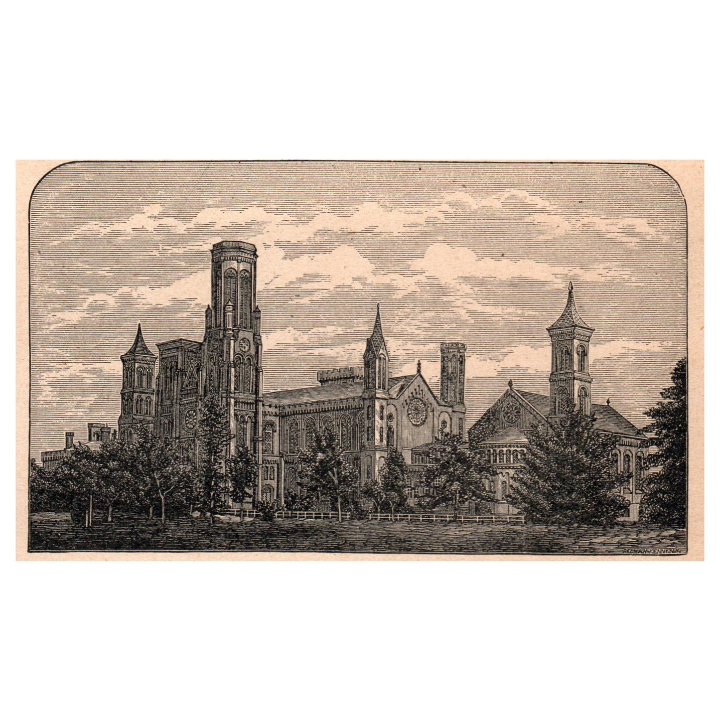 Smithsonian Institute Washington D.C. 3.5x5" Original Engraving 1899 AK5-H6
