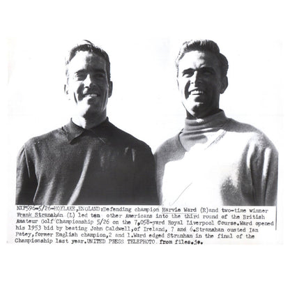 1953 Press Photo Frank Stranahan & Harvie Ward British Am Golf Champs 7x9" AD2