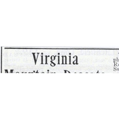 Virginia Mountain Resorts Chesapeake & Ohio RR H.W. Fuller - 1903 Ad TJ7-S