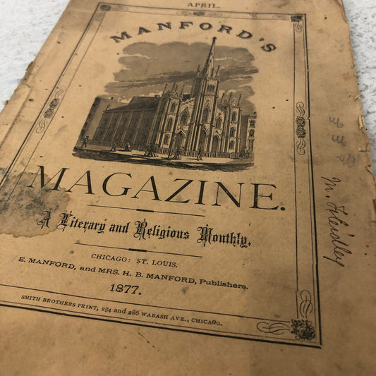 1877 April - Mansford’s Magazine A Literary and Religious Monthly Chicago TG7