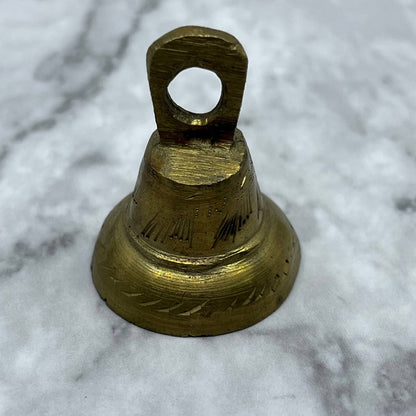 Vintage Etched Brass Bell of Sarna 1.5" India SA2