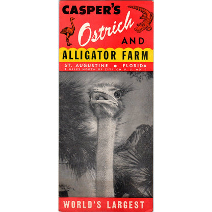 1950s Casper's Ostrich & Alligator Farm St. Augustine FL Travel Brochure SE3-4