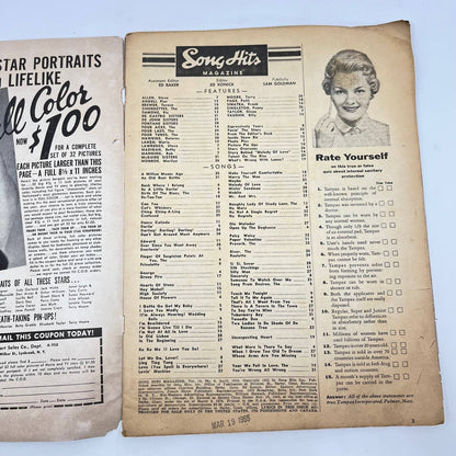 APRIL 1955 SONG HITS music magazine DINAH SHORE TF3