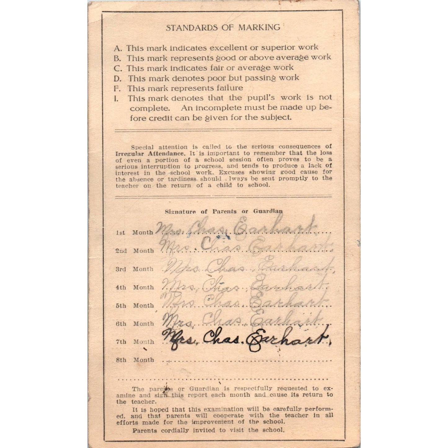 1936 Rockcreek Township Schools Wells County Report Card Mary Ruth Earhart SF2