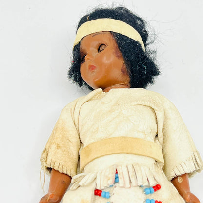 Vintage Native American Indian Girl White Leather and Bead 7” TB5