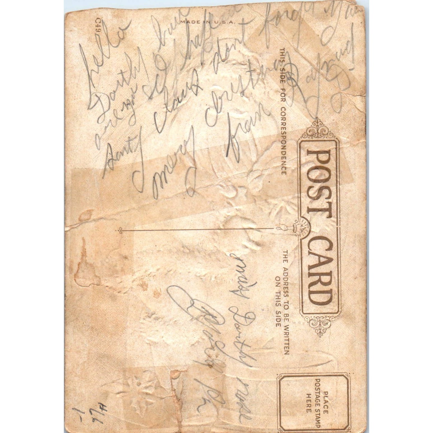 Christmas Santa with Toys c1910 Original Postcard TK1-25