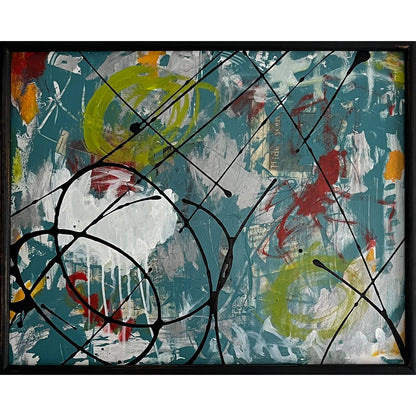 Original Large Framed Abstract Art Painting 16x20" Hide and Seek With COA