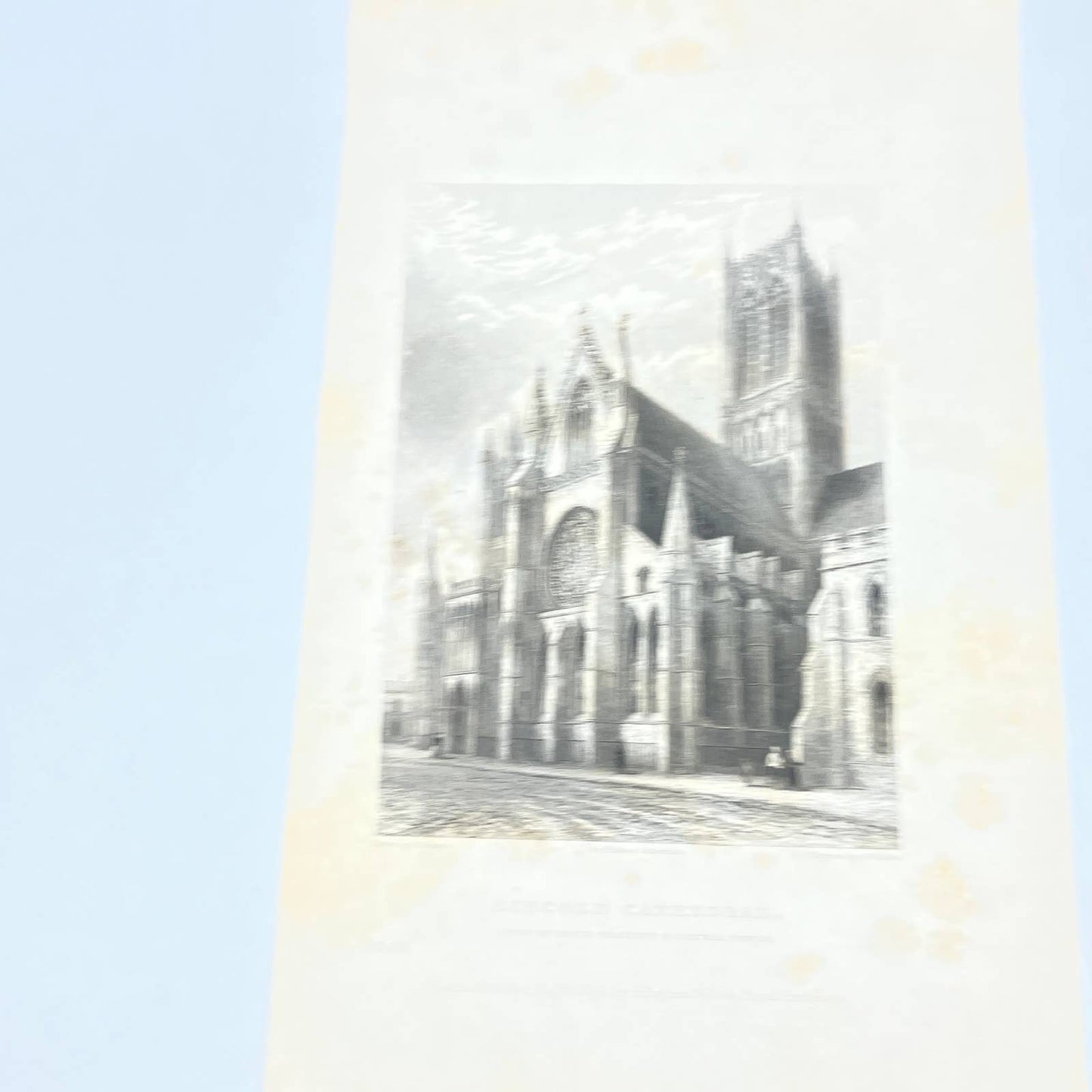 1838 Original Art Lot of 4 Engraving Lincoln Cathedral and Title Page TG6