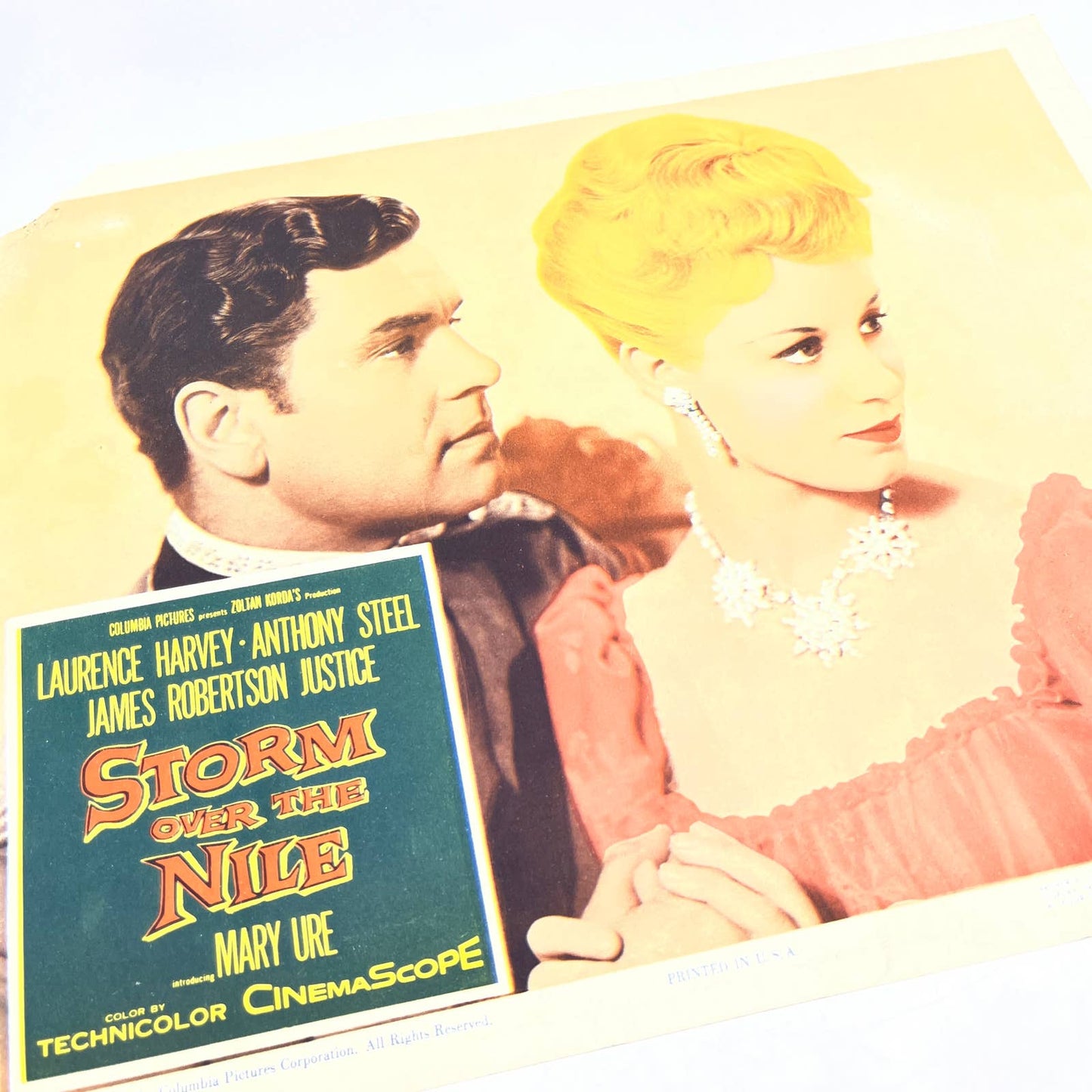 1956 Storm Over the Nile Lobby Card Laurence Harvey Anthony Steel #6 FL4