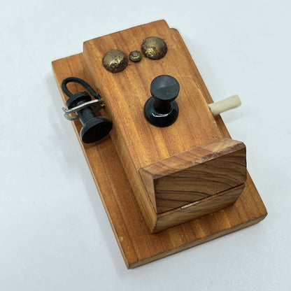 Vintage Handmade Cedar Old Fashioned Telephone Magnet Doll House Furniture TF7-6