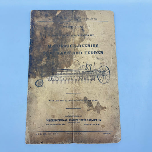 1926 McCormick Deering Side Rake and Tedder Owners Manual IH L4-5