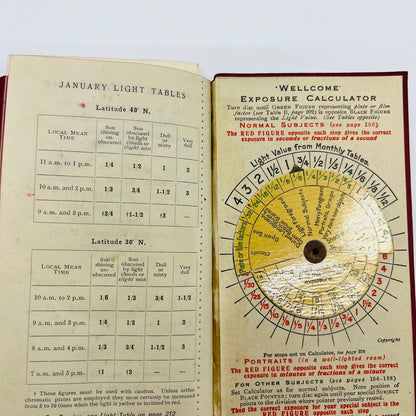 1929 “Wellcome” Photographic Exposure Calculator Handbook & Diary w/ Blotter TD5