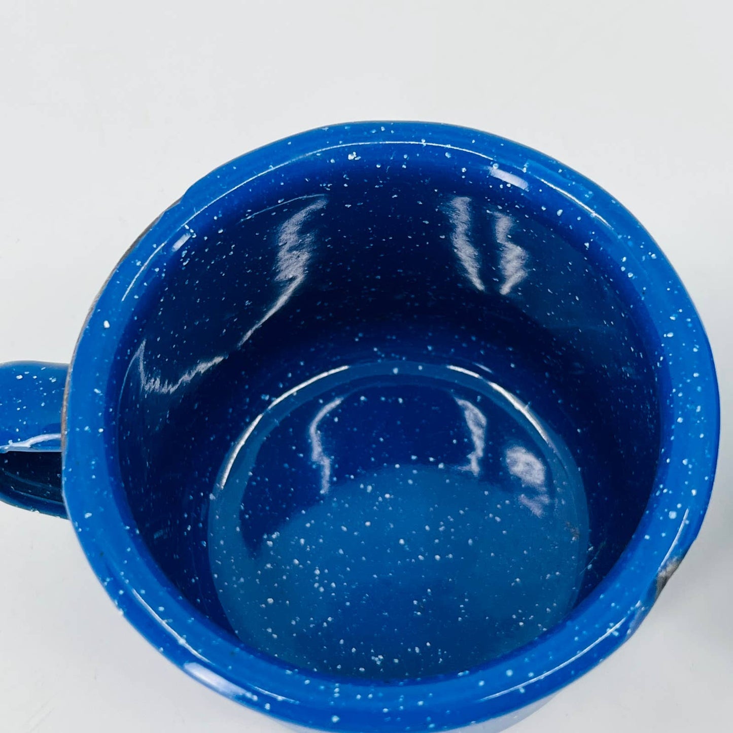 VTG 2 Small Kids Blue Speckled Enamelware Graniteware Cup Mug 2 x 2.75” SB1