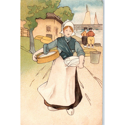 Dutch Girl Nautical Farm Scene c1910 - Original Postcard TJ7-RP3