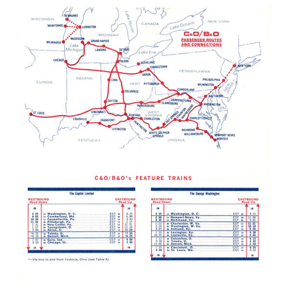 1969 C&O/B&O Railroad Passenger Services Timetable SE4