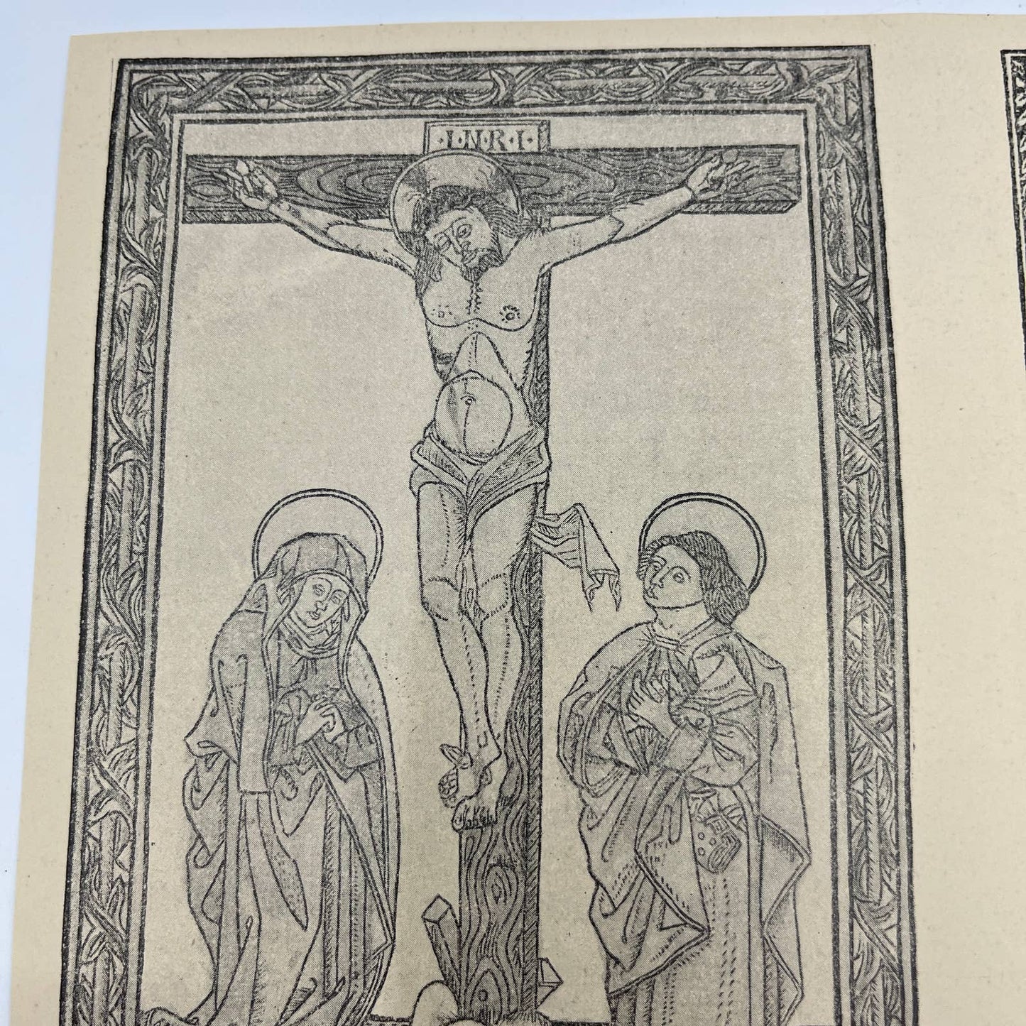 Original 1892 Ludwig Rosenthal Engraving Christ on the Cross Roman Missals AC8