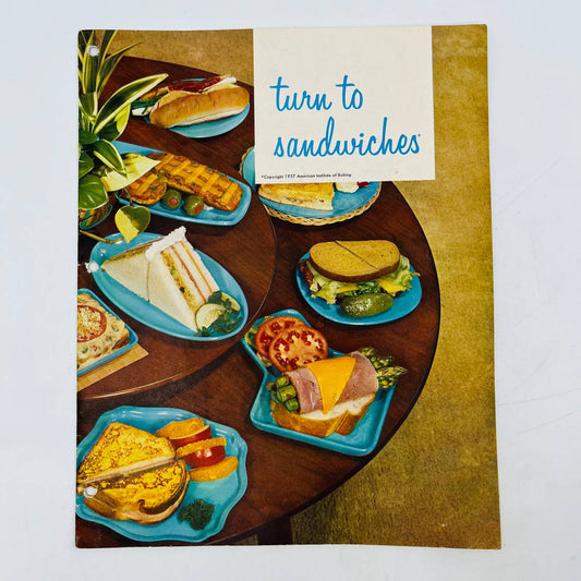 1957 Turn To Sandwiches American Institute Of Baking Paperback Cookbook TA8