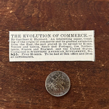 The Evolution of Commerce Gardiner G. Hubbard Original Advertisement AD8-P28
