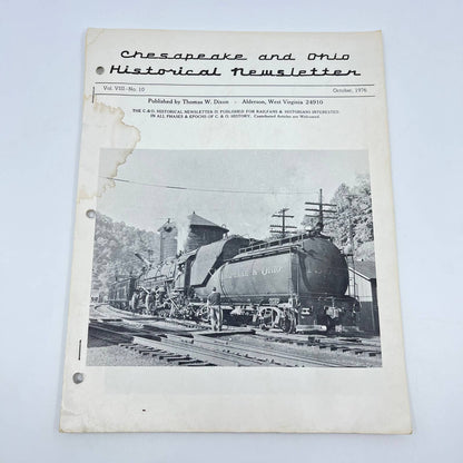 1976 Oct Chesapeake and Ohio Historical Newsletter C&O RR Thomas Dixon WV TE2