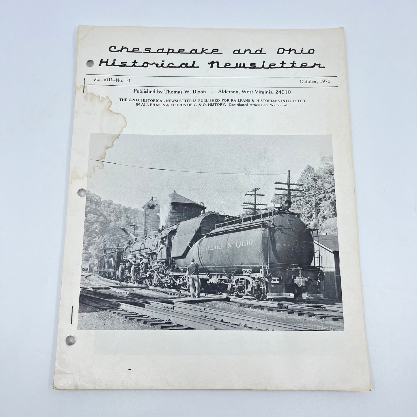 1976 Oct Chesapeake and Ohio Historical Newsletter C&O RR Thomas Dixon WV M1-2