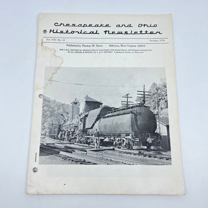 1976 Oct Chesapeake and Ohio Historical Newsletter C&O RR Thomas Dixon WV M1-2